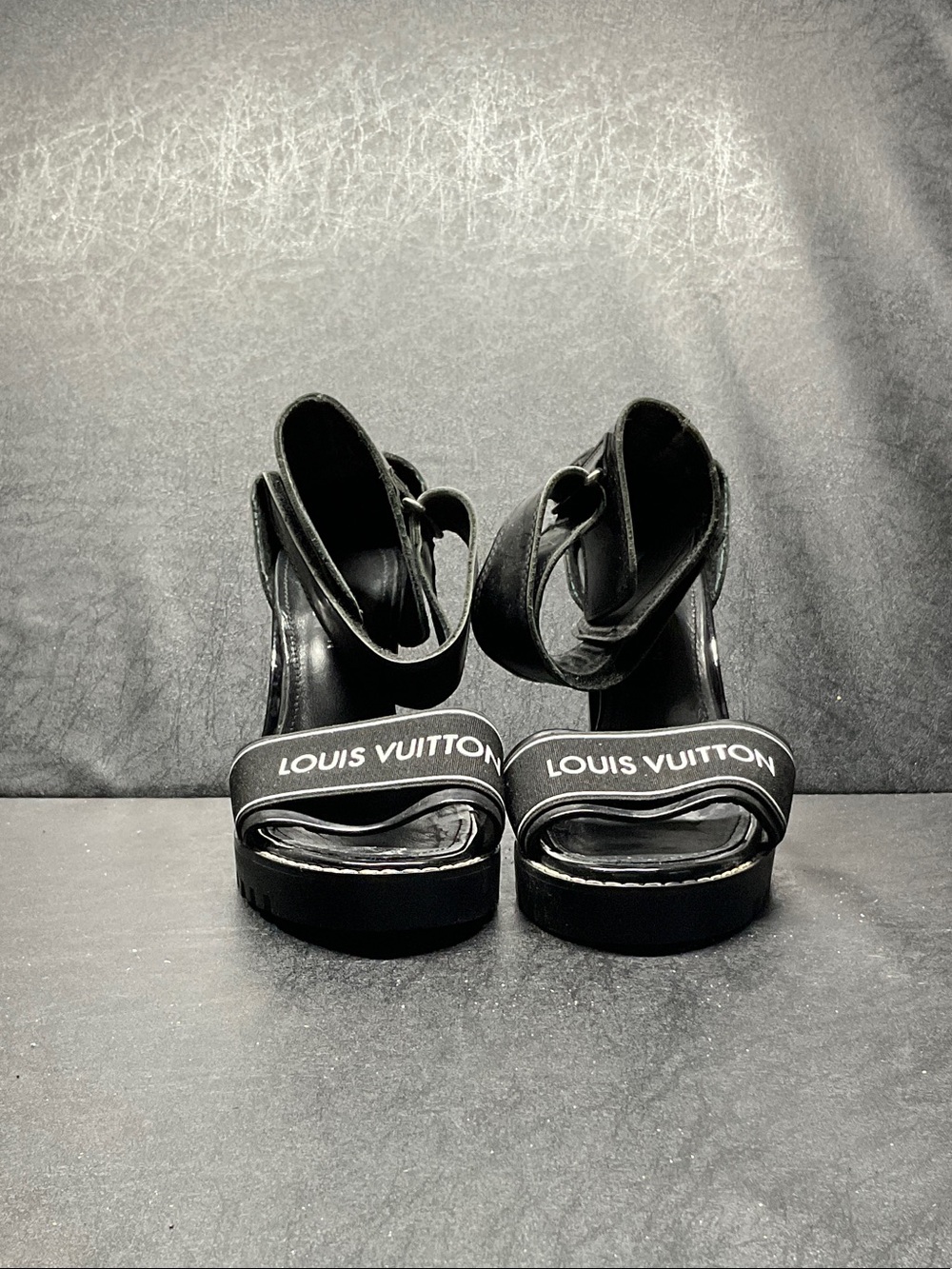 Louis Vuitton Black Logo Platform Sandals
